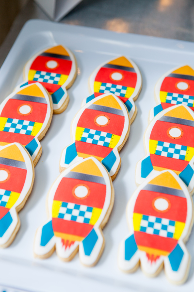 Rocket cookies on display