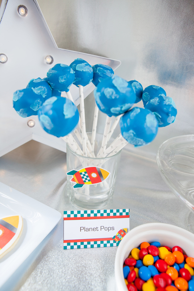 Kids space rocket party planet pops