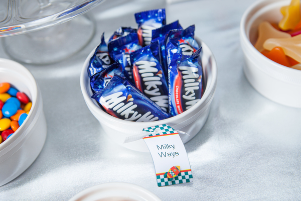 Kids space rocket party themed candy