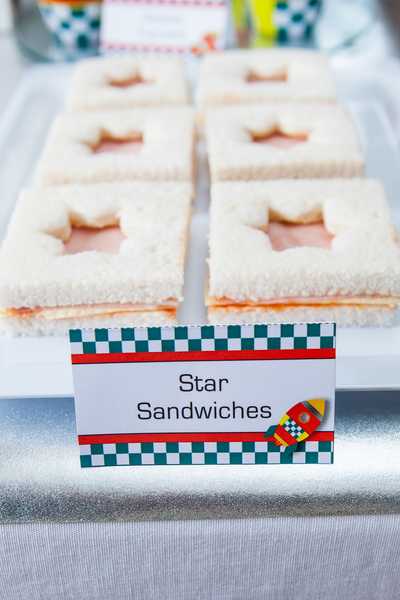 Kids space rocket party star sandwiches and printables