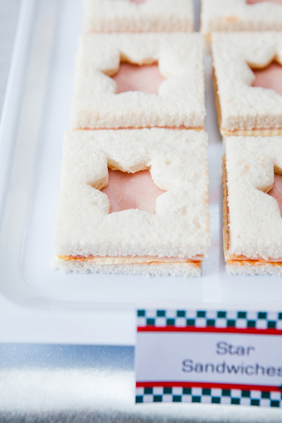 Kids space rocket party star sandwiches