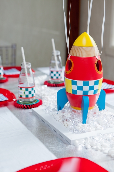 Kids space rocket party centrepiece