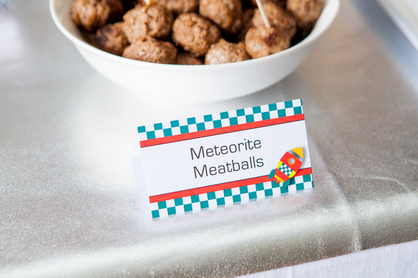 Kids space rocket party meteorite meatballs