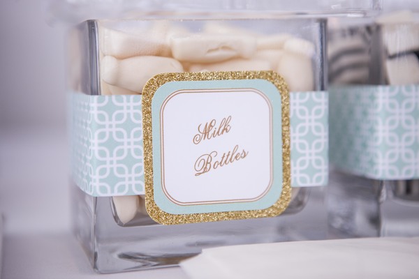 Lolly buffet in gold mint and white - printable wrap and flat label