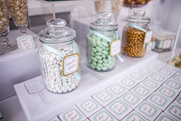 Lolly Buffet, in gold mint and white - bulk lollies