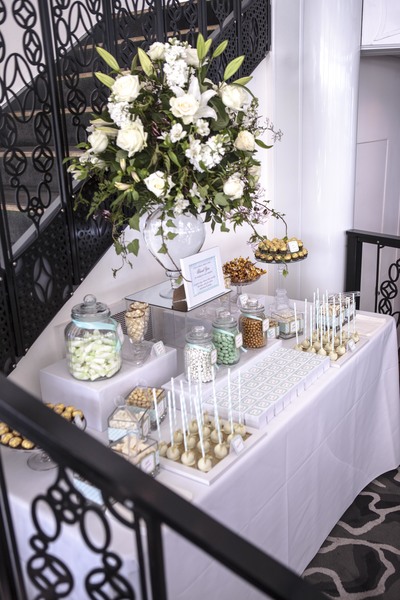 Lolly buffet in gold mint and white