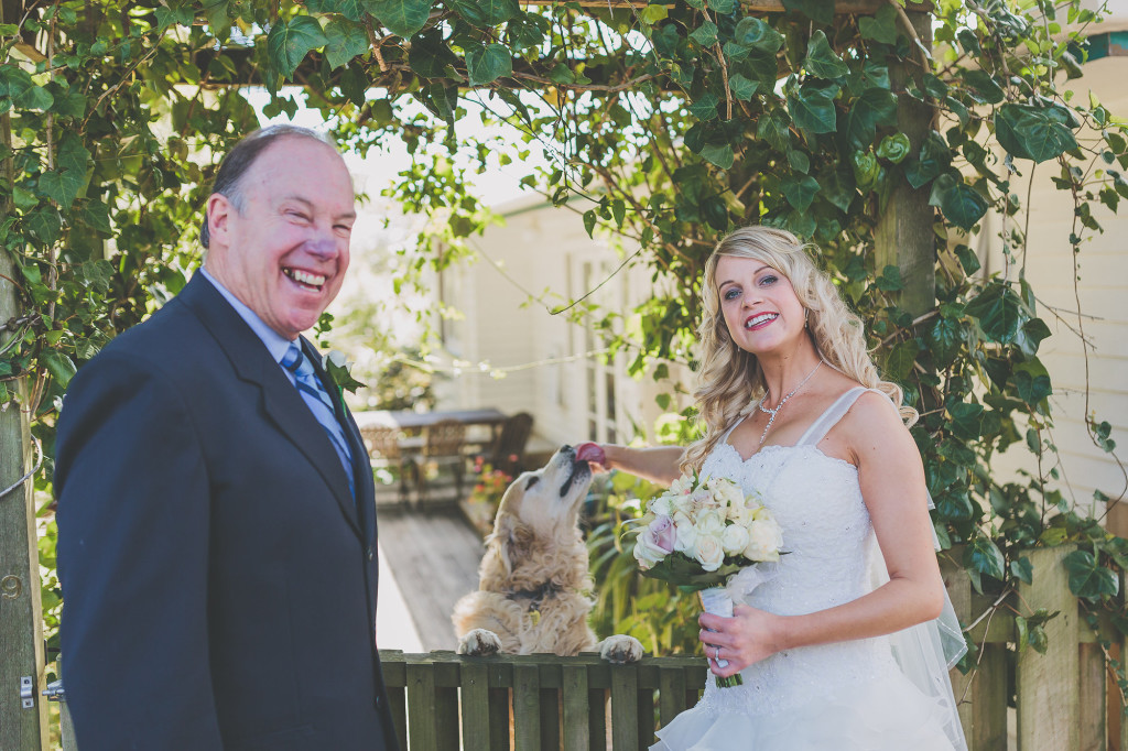 CoraleeStone Bride with her dad and dog