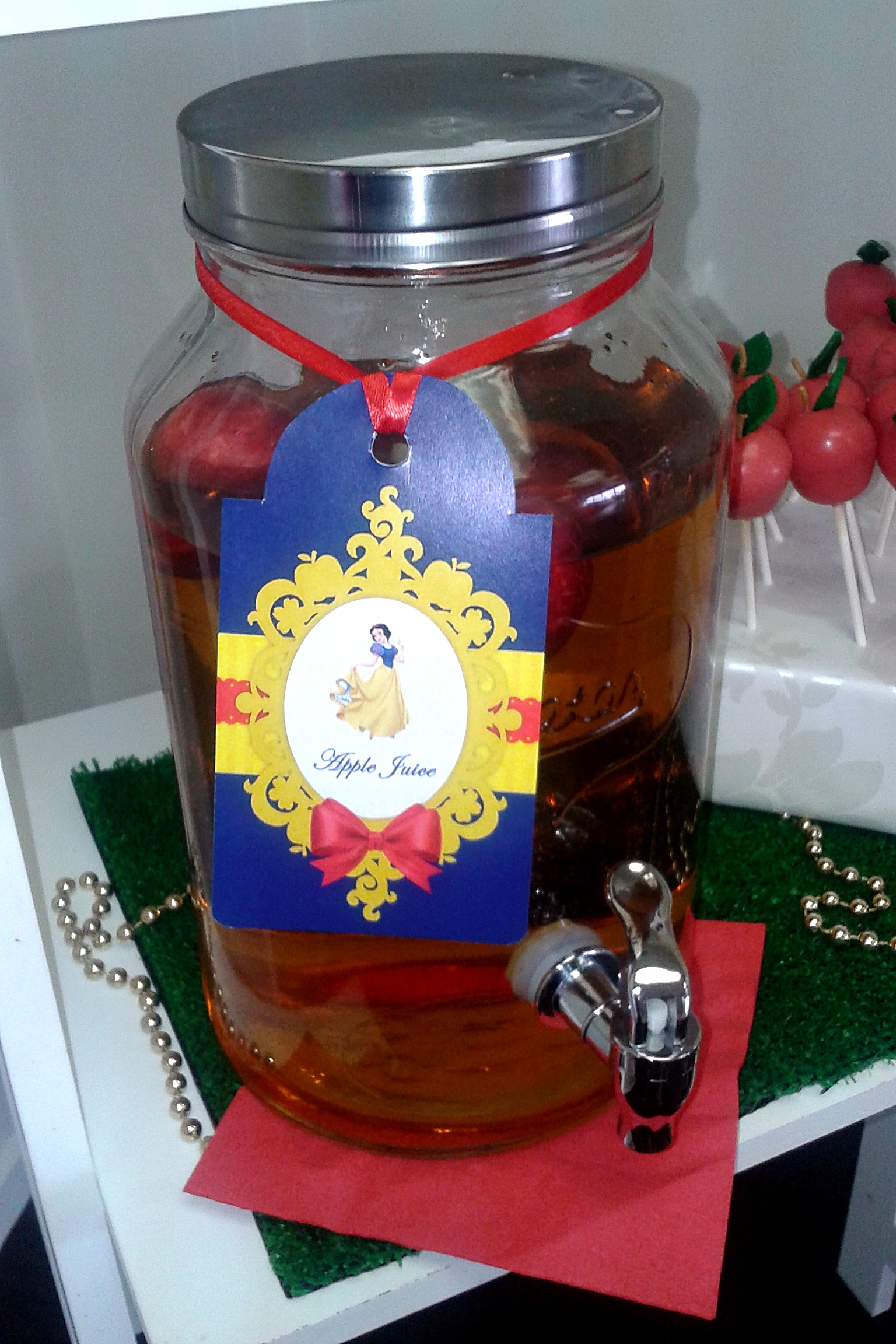 Apple Juice for Snow White party