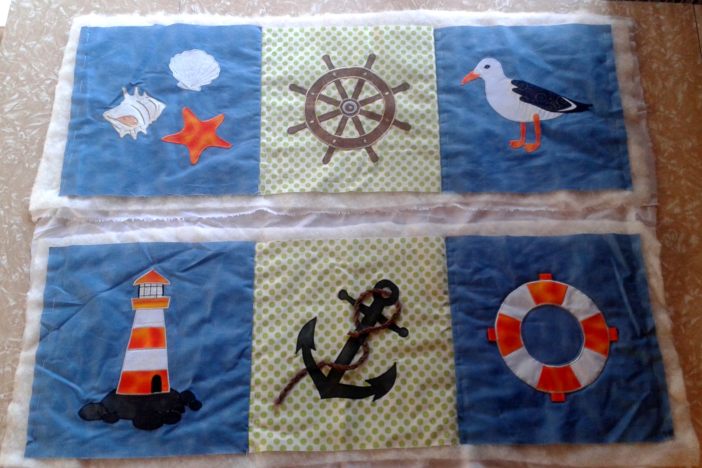 Top and bottom panels of Nautical quilt