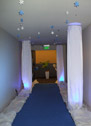 Light pillars down hallway