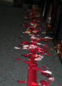 Aisle scattered with rose petals