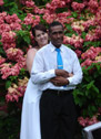 bride and Groom in a garden